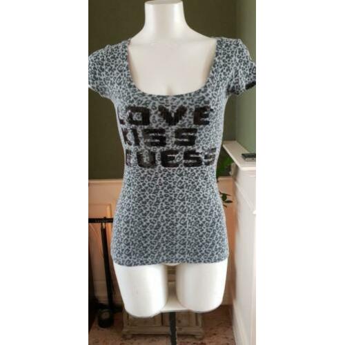 ZGAN grijze dierenprint GUESS shirt mt S 36, top, topje