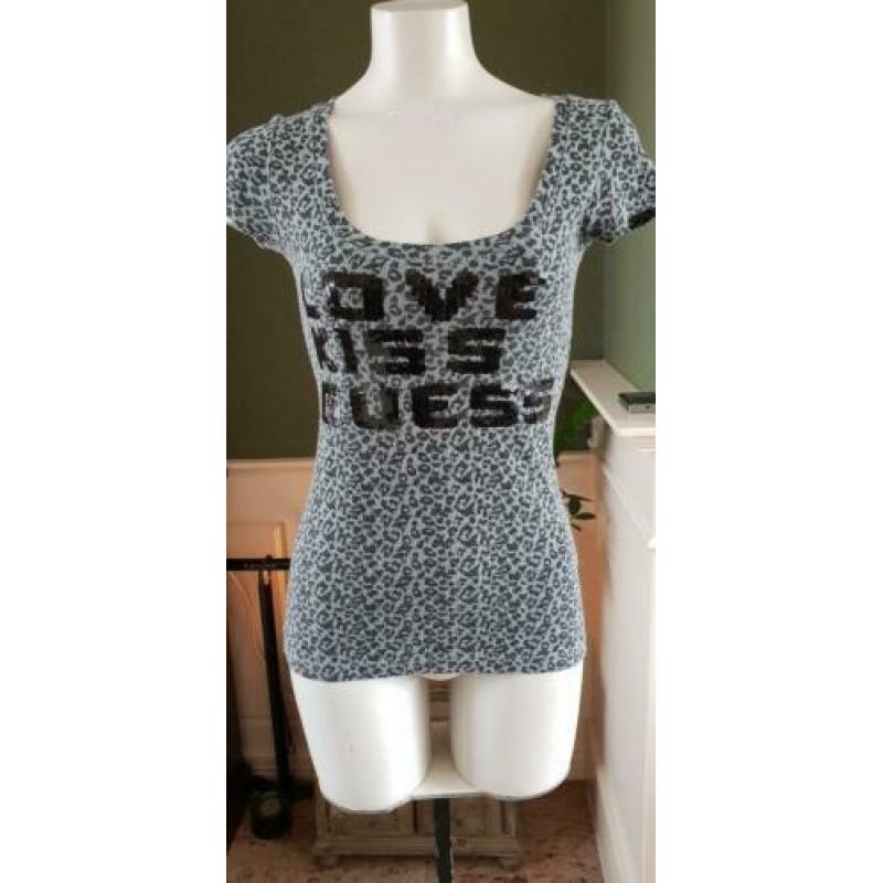 ZGAN grijze dierenprint GUESS shirt mt S 36, top, topje