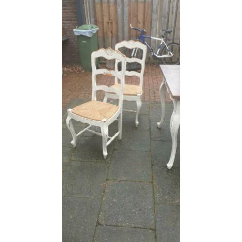 Eethoektafel +4 stoelen brocante queen ann landelijk