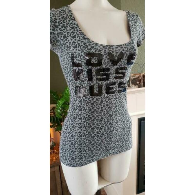 ZGAN grijze dierenprint GUESS shirt mt S 36, top, topje