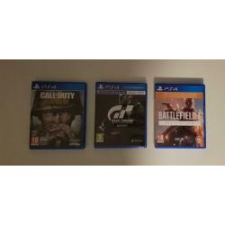 Playstation 4 spellen( battlefield, ww2,grand turismo)