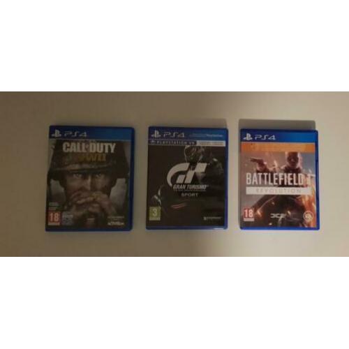 Playstation 4 spellen( battlefield, ww2,grand turismo)