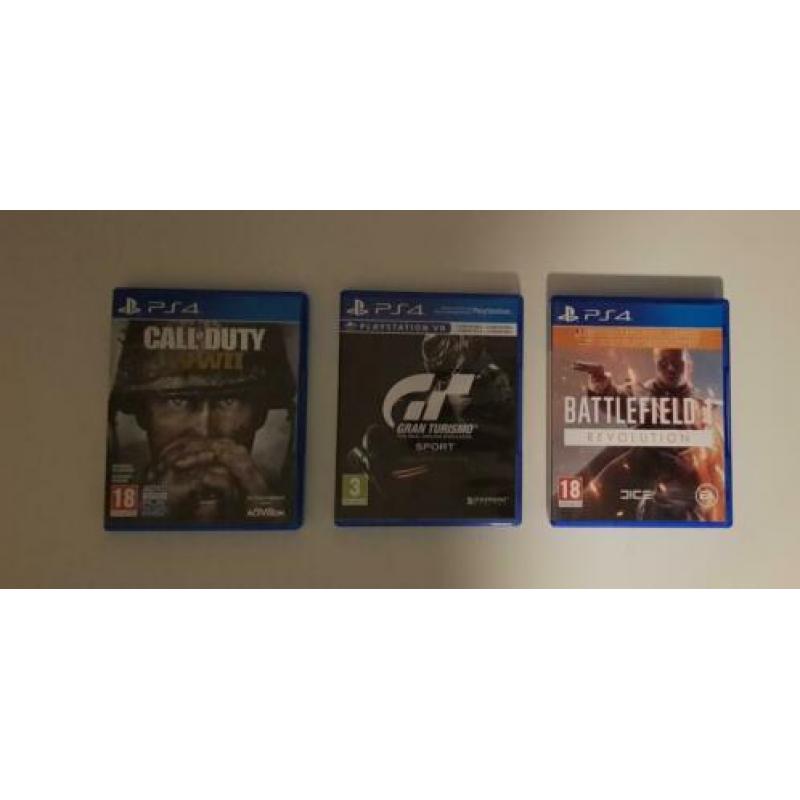 Playstation 4 spellen( battlefield, ww2,grand turismo)