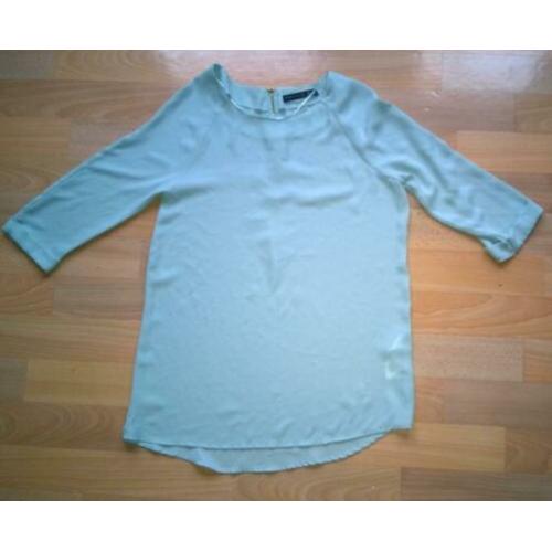 Mintgroen (pistache) top driekwart mouw maat XS (32)
