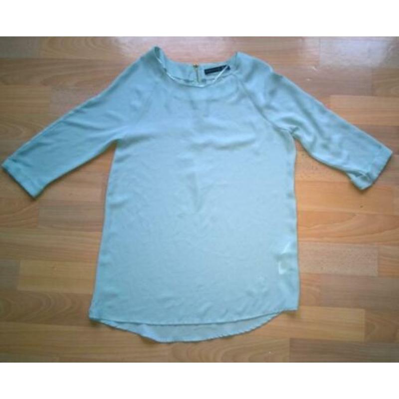 Mintgroen (pistache) top driekwart mouw maat XS (32)