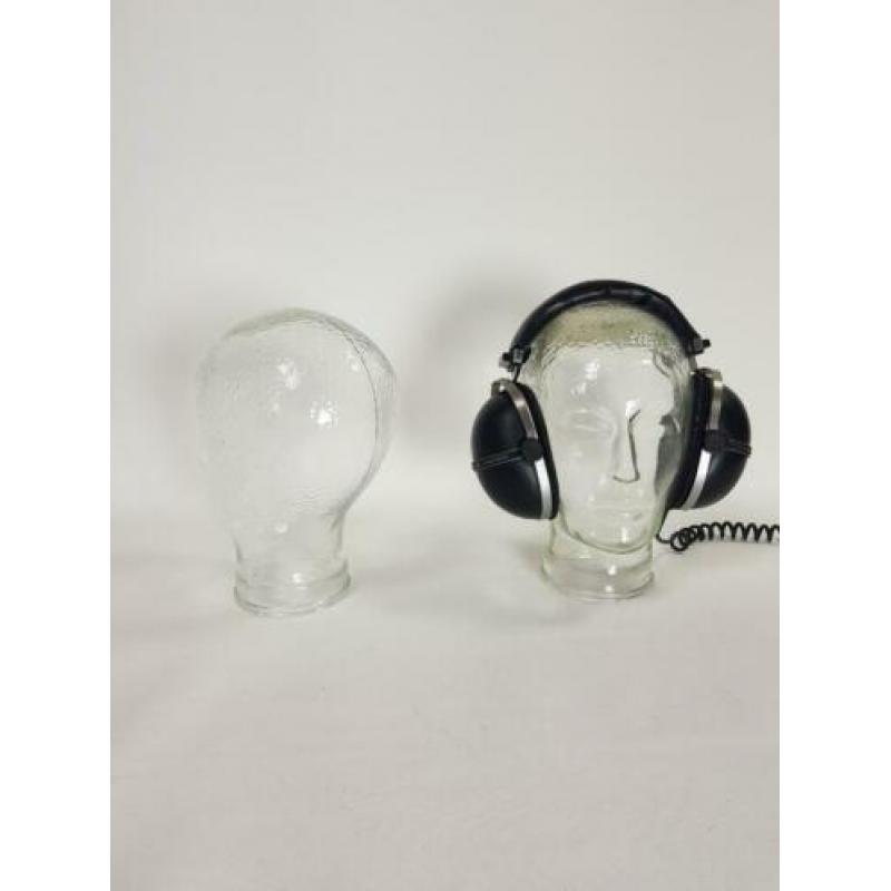 Vintage glazen hoofd / kop jaren 70 koptelefoon hoofd