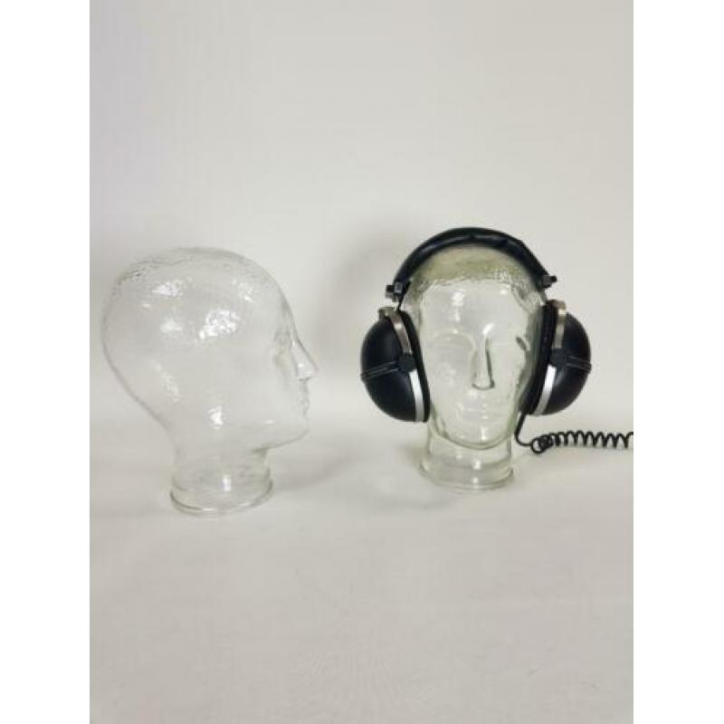 Vintage glazen hoofd / kop jaren 70 koptelefoon hoofd