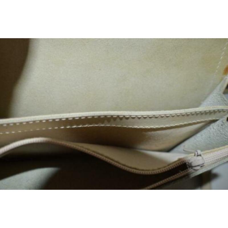 leuk sixties / retro leren dames schoudertasje creme kleurig