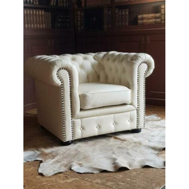 50% opruimings korting nieuwe ivory leder Chesterfield