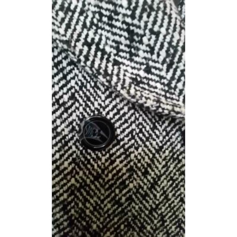Leuke jas voor het voorjaar – tweed - zwart wit + ceintuur