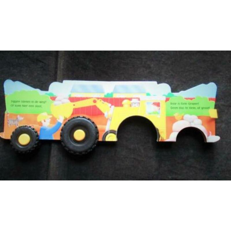 Grote Gele Graver~Truck~Graafmachine met echte Wielen~Hardco