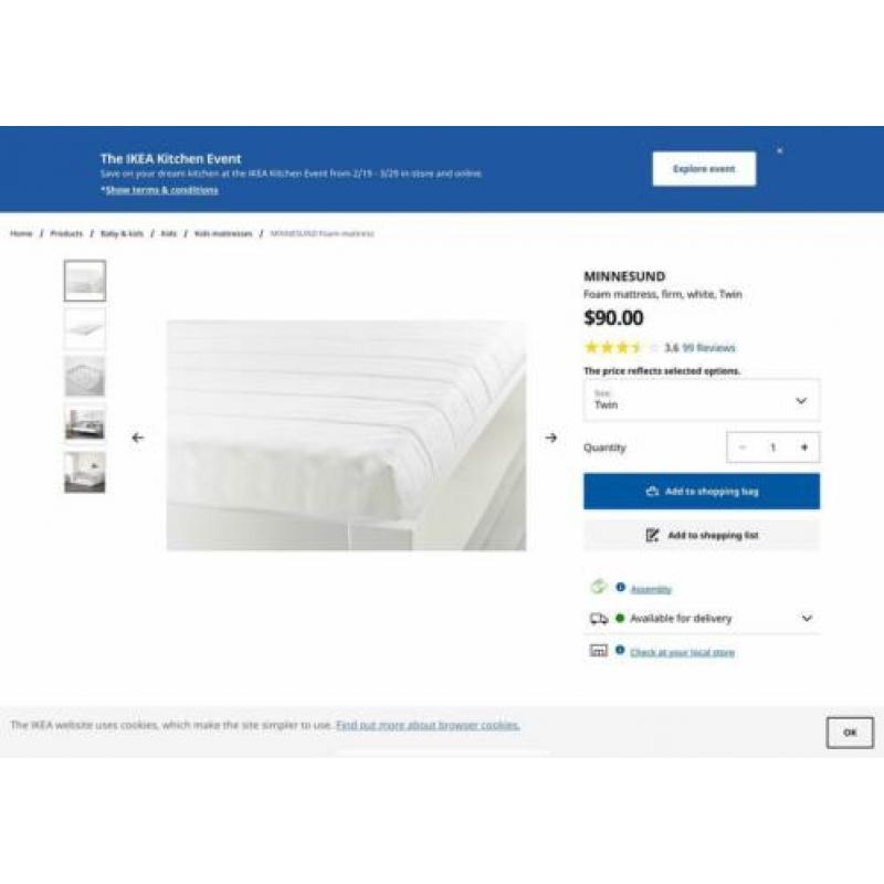 IKEA Mydal stapelbed van hout met 2 matrassen