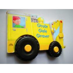 Grote Gele Graver~Truck~Graafmachine met echte Wielen~Hardco