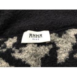 Anna Blue rokje, maat 38, donkerblauw/lichtgrijs