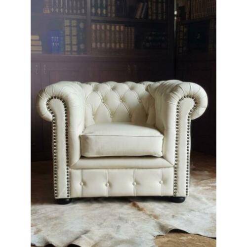 50% opruimings korting nieuwe ivory leder Chesterfield