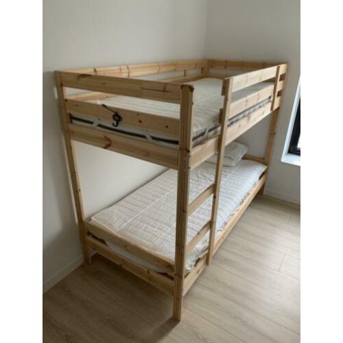 IKEA Mydal stapelbed van hout met 2 matrassen