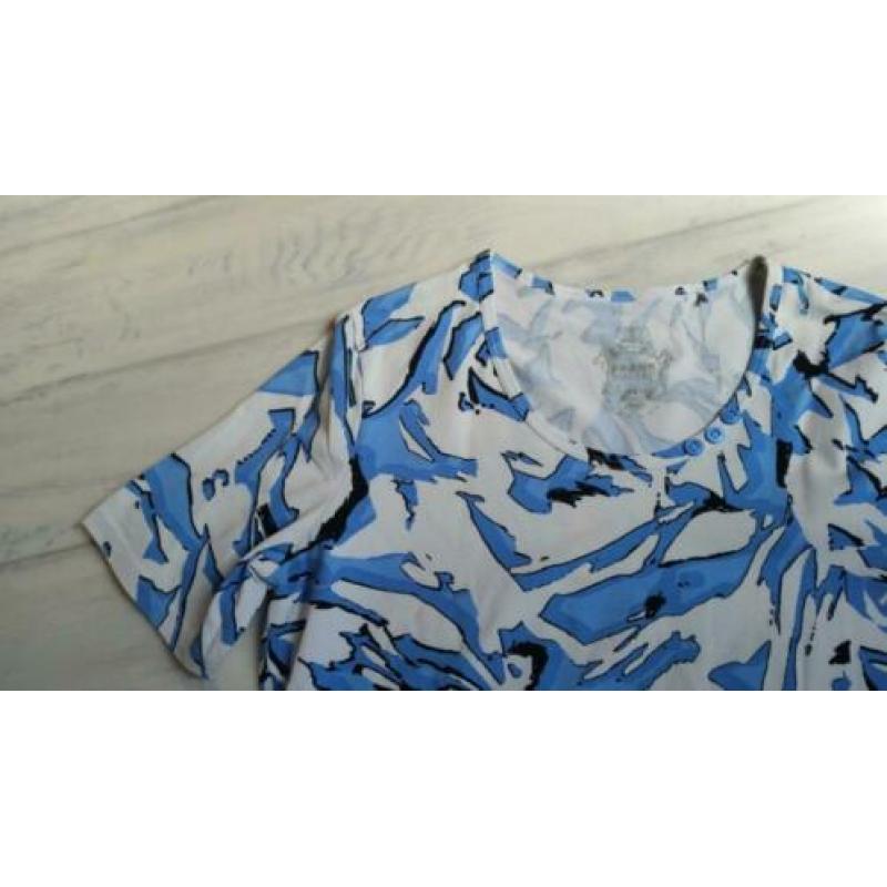 Frank Walder - top blauw wit katoenen Maat 42