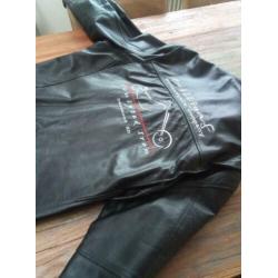 Leren jack met prachtige chopper print door en door Gestikt