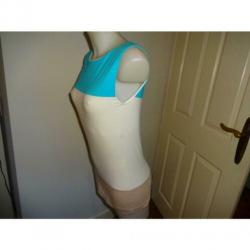 D4A Marccain stretch top 3 kleuren combinatie azuur blauw N3