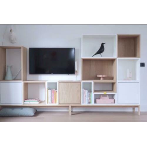 Nieuw Muuto stacked module kast tvmeubel eiken wit wandkast