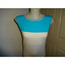 D4A Marccain stretch top 3 kleuren combinatie azuur blauw N3