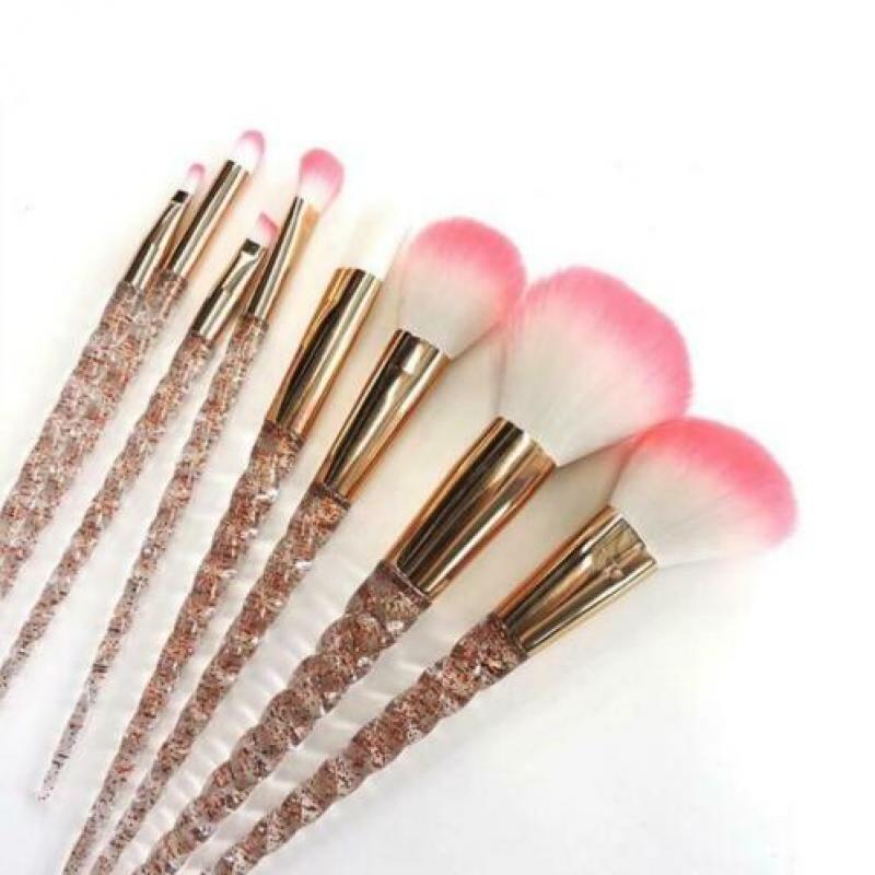 50.NIEUW set 8st. Eenhoorn Make-up kwasten Make up goud rose