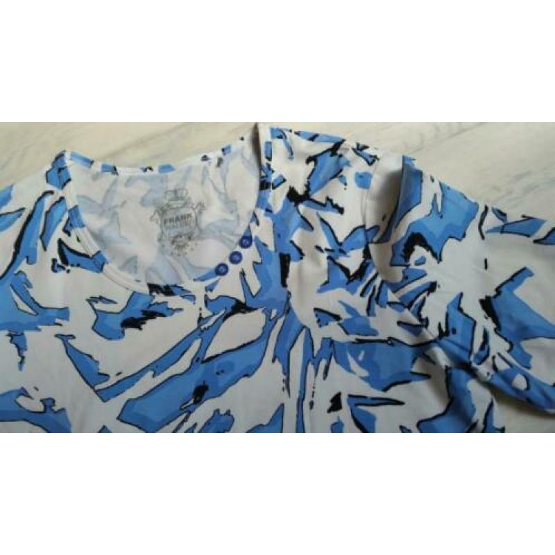 Frank Walder - top blauw wit katoenen Maat 42