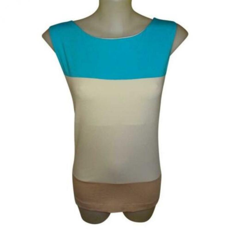 D4A Marccain stretch top 3 kleuren combinatie azuur blauw N3