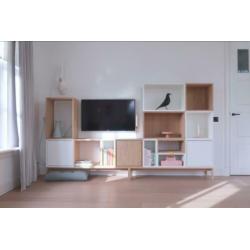 Nieuw Muuto stacked module kast tvmeubel eiken wit wandkast