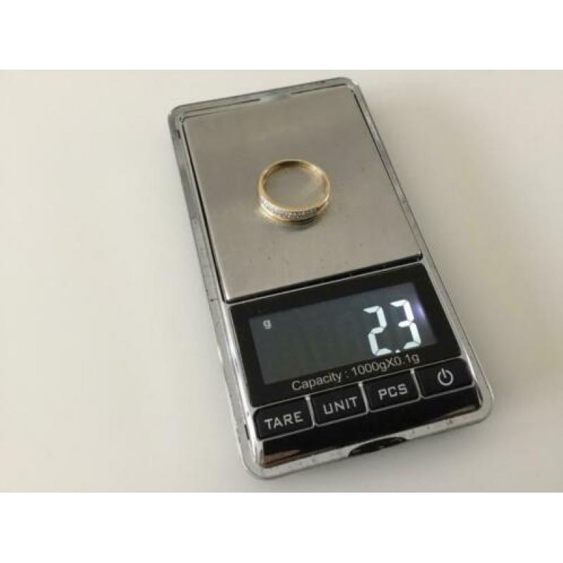 14 karaat gouden dames ring / rij ring 45 x briljant 17,5