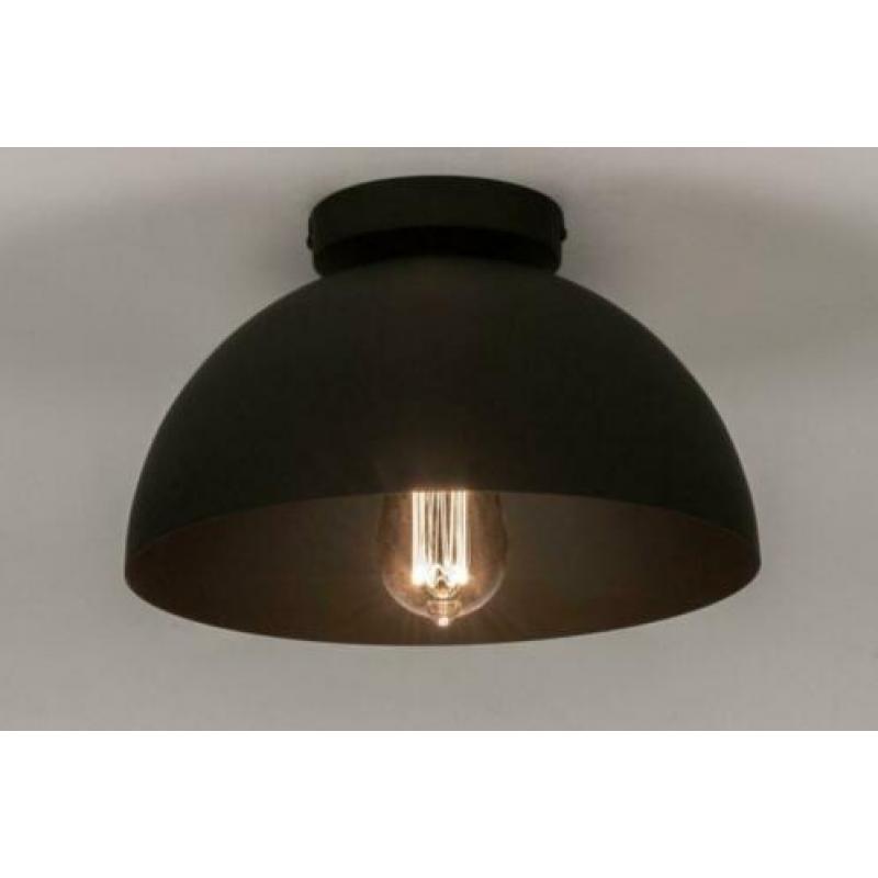 plafondlamp zwart of aluminium grijs roodkoper groen lamp