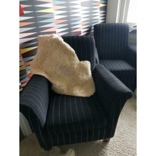 2 mooie gestreept fauteuils stoelen