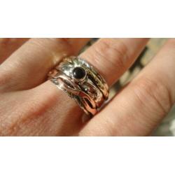 925 zilver draai spinning ring duim onyx maat 20 1/4 Vanoli