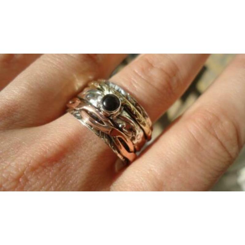 925 zilver draai spinning ring duim onyx maat 20 1/4 Vanoli