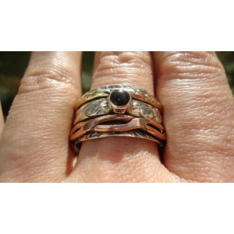 925 zilver draai spinning ring duim onyx maat 20 1/4 Vanoli