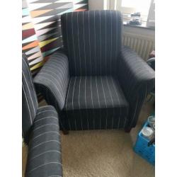 2 mooie gestreept fauteuils stoelen