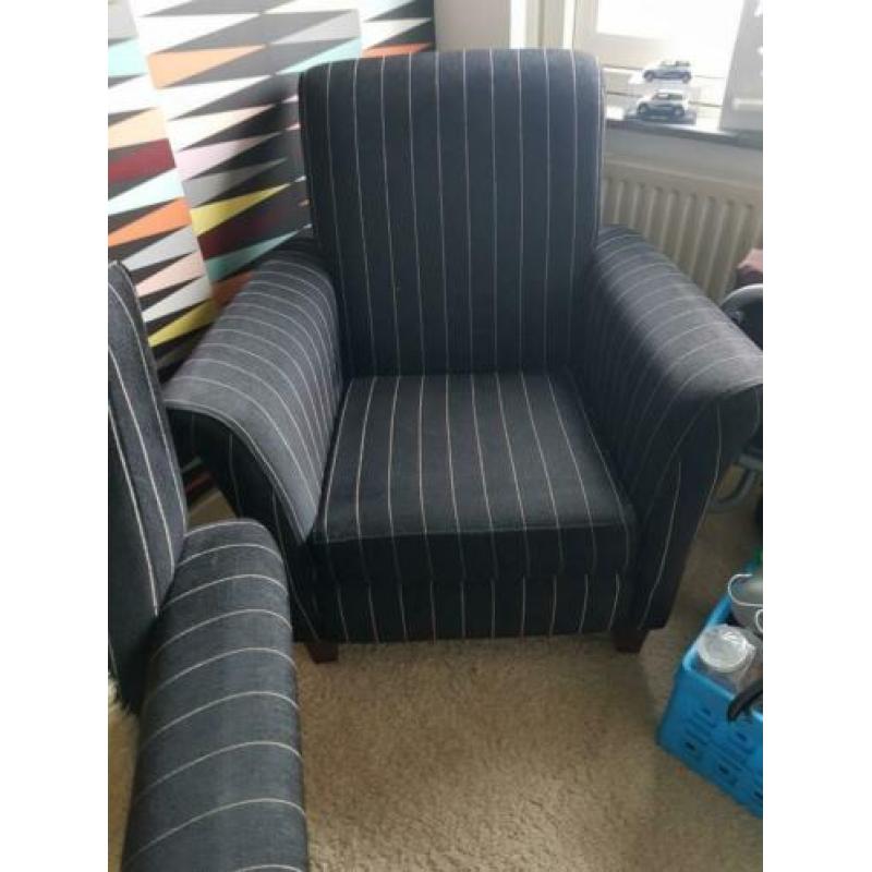2 mooie gestreept fauteuils stoelen