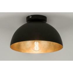 plafondlamp zwart of aluminium grijs roodkoper groen lamp