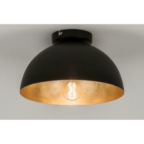 plafondlamp zwart of aluminium grijs roodkoper groen lamp