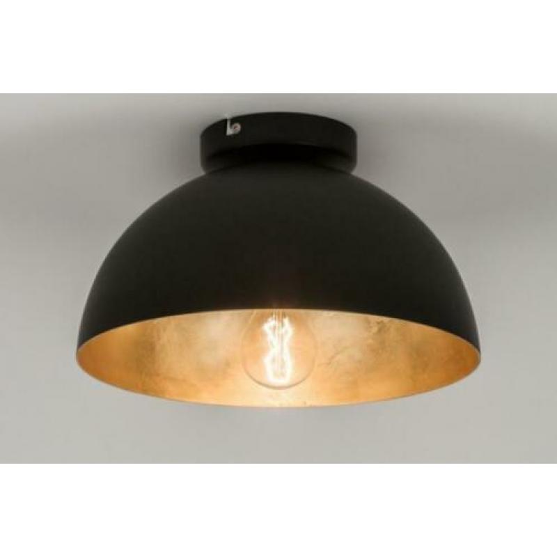 plafondlamp zwart of aluminium grijs roodkoper groen lamp