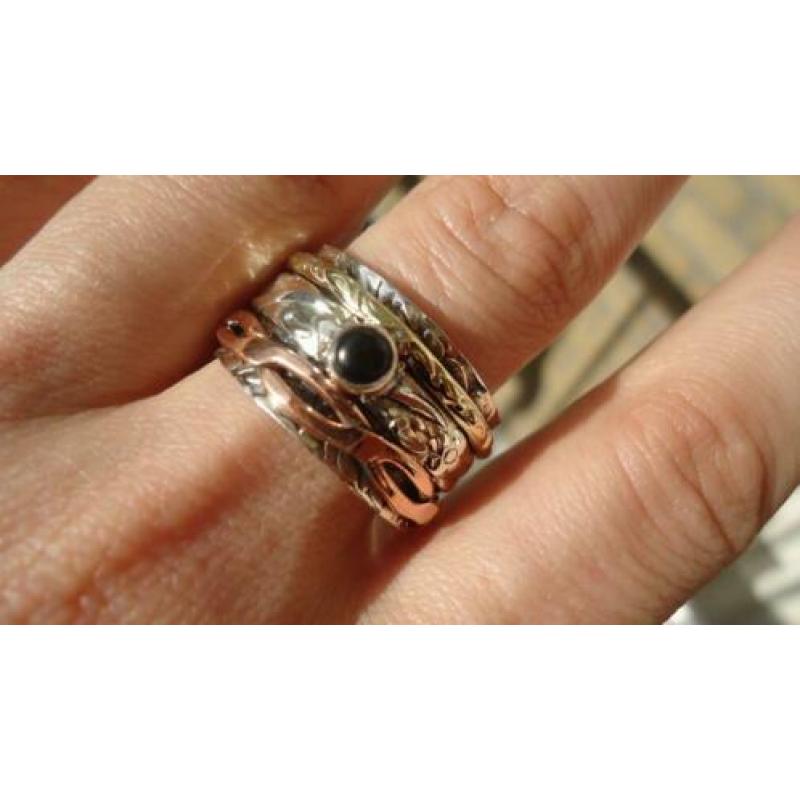 925 zilver draai spinning ring duim onyx maat 20 1/4 Vanoli