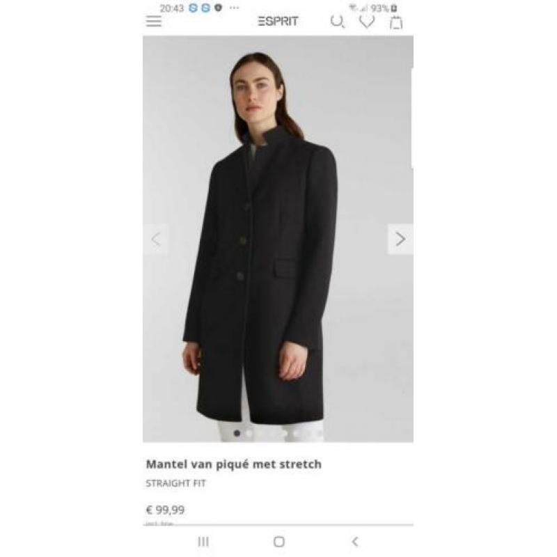 Nieuwe zwarte Esprit dames mantel 36/38