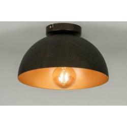 plafondlamp zwart of aluminium grijs roodkoper groen lamp