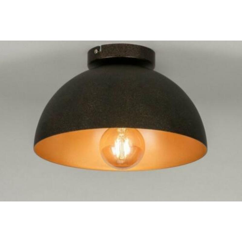 plafondlamp zwart of aluminium grijs roodkoper groen lamp
