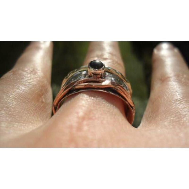 925 zilver draai spinning ring duim onyx maat 20 1/4 Vanoli
