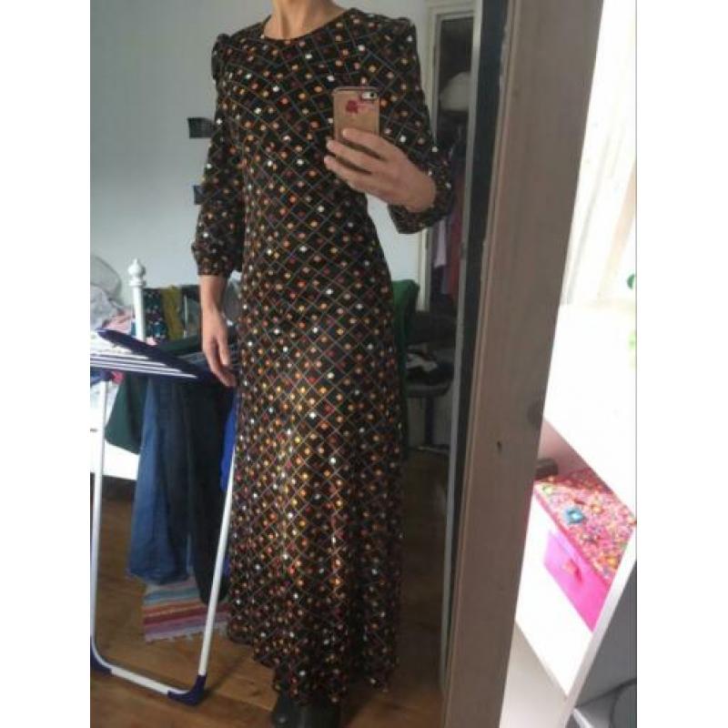 Vintage jaren 70 maxi jurk maat 32-34