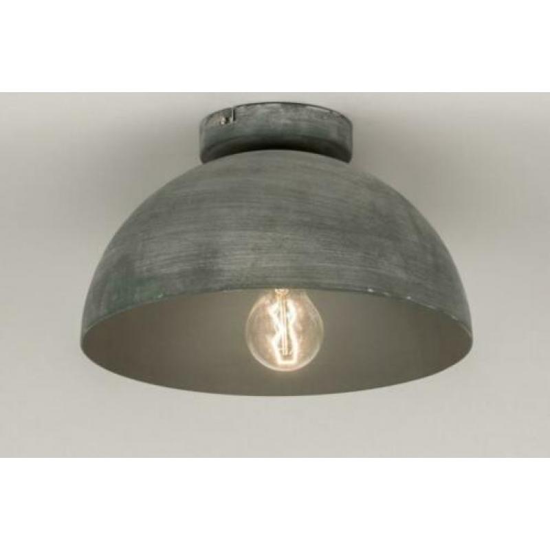 plafondlamp zwart of aluminium grijs roodkoper groen lamp