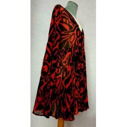 Yoek tuniek all - over print zwart /rood maat 46