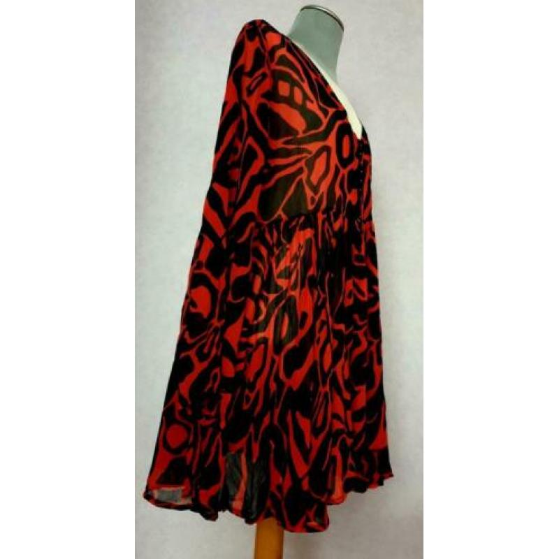 Yoek tuniek all - over print zwart /rood maat 46