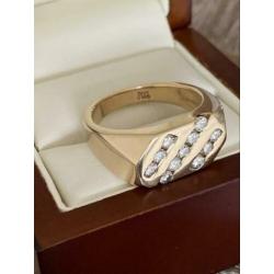 Gouden heren ring met diamanten 14krt
